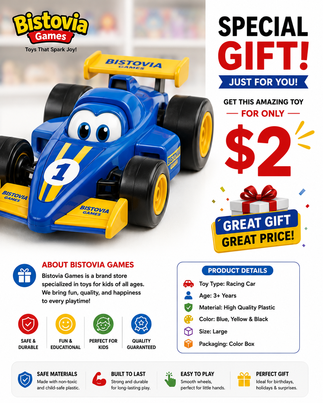 Bistovia Games Racing Car Toy